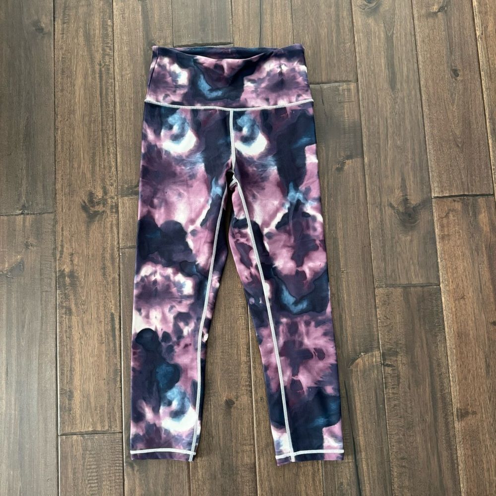 Balance Collection Blue and Purple Tie Dye High Waisted Leggings S